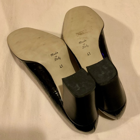 Marina Riva Vintage Black Heeled Loafer Crocodile-Embossed w/ Horse Bit Buckle - Picture 7 of 8